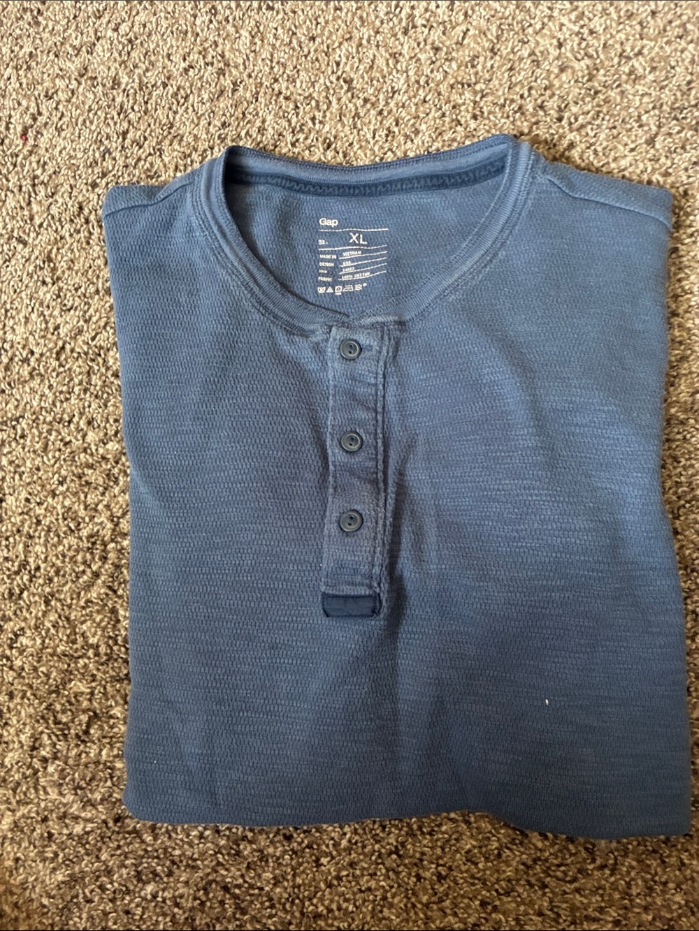 GAP Men's Navy Blue Henley Long-Sleeve Shirt